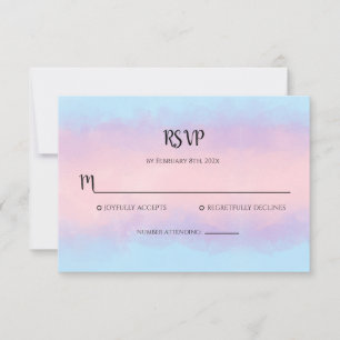 Roze Blauwe Waterverf Minimale RSVP Notitiekaartje