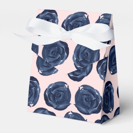 Roze blauwe Waterverf Roos wijnstokken bruiloft Bedankdoosjes (Voorkant Zijde)