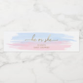 Roze blauwe Waterverf Waterfles Etiket (Enkel label)