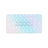 Roze blauwe zilverpenseelstreken etiket (Voorkant)