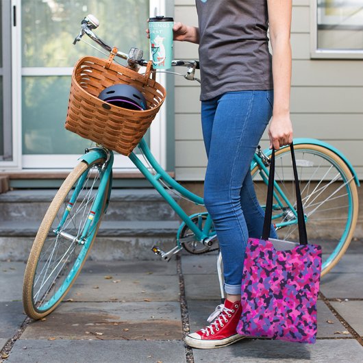 Roze blauwe zwarte Camouflage Camo Pattern Canvas Draagtas