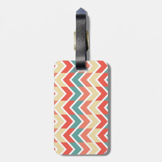 Roze blauwgeometrisch ontwerp Abstract zigzag patr Bagagelabel (Achterkant verticaal)