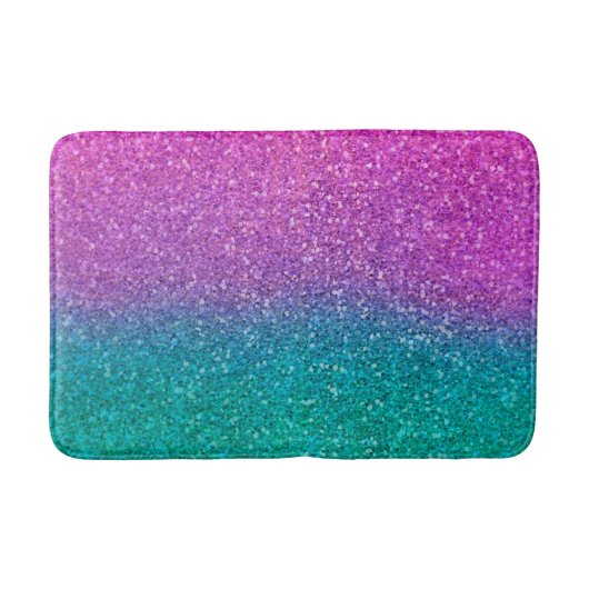 Roze Blauwgroen Aqua Blue en Paarse Sparkly Glitte Badmat (Voorkant)