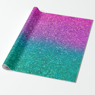 Roze Blauwgroen Aqua Blue en Paarse Sparkly Glitte Cadeaupapier