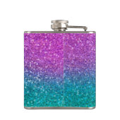 Roze Blauwgroen Aqua Blue en Paarse Sparkly Glitte Heupfles (Achterkant)