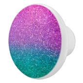 Roze Blauwgroen Aqua Blue en Paarse Sparkly Glitte Keramische Knop (Rechts)