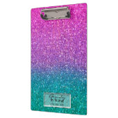 Roze Blauwgroen Aqua Blue en Paarse Sparkly Glitte Klembord (Links)