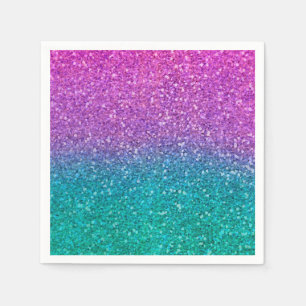 Roze Blauwgroen Aqua Blue en Paarse Sparkly Glitte Servet