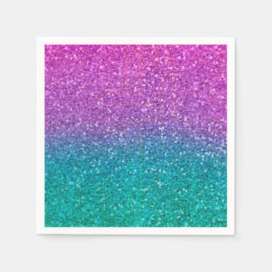 Roze Blauwgroen Aqua Blue en Paarse Sparkly Glitte Servet (Voorkant)