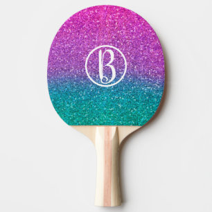 Roze Blauwgroen Aqua Blue en Paarse Sparkly Glitte Tafeltennisbatje