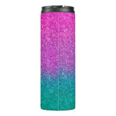Roze Blauwgroen Aqua Blue en Paarse Sparkly Glitte Thermosbeker (Achterkant)
