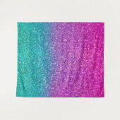 Roze Blauwgroen Aqua Blue en Paarse Sparkly Glitte Wandkleed (Voorkant (horizontaal))
