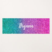 Roze Blauwgroen Aqua Blue en Paarse Sparkly Glitte Yogamat (Voorkant (horizontaal))