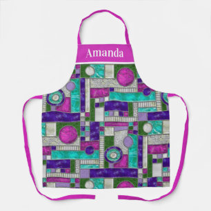 Roze Blauwgroen Art Deco-Glas in lood Schort