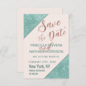 Roze Blauwgroen Blauw Faux Glitter Sequin sparen d Save The Date (Voorkant / Achterkant)