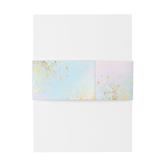 Roze Blauwgroen Blauw Waterverf Gouden Namen Datum Uitnodigingen Wikkel (Achterkant Voorbeeld)