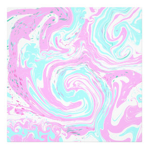 Roze, Blauwgroen blauwe, gedraaide marmervochtige  Foto Afdruk