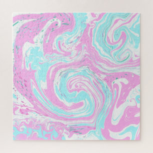 Roze, Blauwgroen blauwe, gedraaide marmervochtige  Legpuzzel