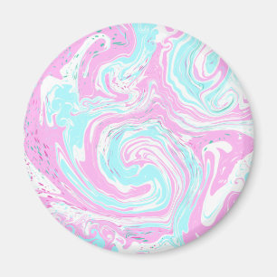 Roze, Blauwgroen blauwe, gedraaide marmervochtige  Magneet