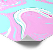 Roze, Blauwgroen blauwe, gedraaide marmervochtige Poster (Hoek)