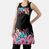 Roze & Blauwgroen Bloemenmedium All Over Print Sch Schort (Insitu)