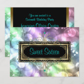 Roze Blauwgroen Blue Bubbles Sweet Sixteen Birthda Kaart (Voorkant / Achterkant)
