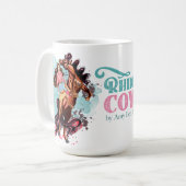 Roze Blauwgroen  Cowgirl Mok (Voorkant links)