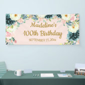  Roze Blauwgroen Cream Floral 100th Spandoek (Beurs)