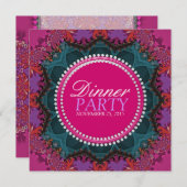 Roze Blauwgroen Dames Diner Uitnodiging (Voorkant / Achterkant)