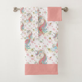 Roze Blauwgroen Gele Eenhoorn Kleurrijk Bad Handdoek