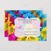 Roze Blauwgroen Gerber Daisy Flowers Wedding RSVP (Voorkant / Achterkant)