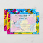Roze Blauwgroen Gerber Daisy Flowers Wedding RSVP (Voorkant / Achterkant)