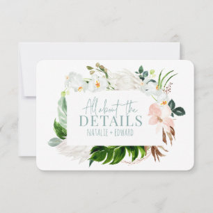 Roze, blauwgroen + orchidee tropische florale omhu save the date