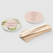 Roze, blauwgroen + orchidee tropische wondbruiloft handwaaier (Niet-gemonteerd)