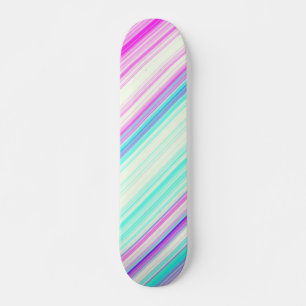 Roze Blauwgroen Paars Trendy Stripe Patroon Skateboard