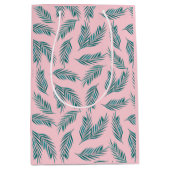 Roze & Blauwgroen Palmbladeren Tropisch Medium Cadeauzakje (Voorkant)