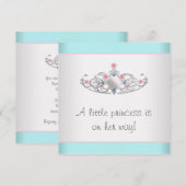 Roze Blauwgroen Tiara Princess Baby Meisje Douche Kaart (Voorkant / Achterkant)