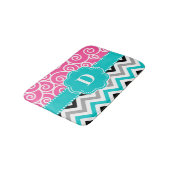 Roze Blauwgroen zwirl Chevron Monogram Bathmat Bat Badmat (Gekanteld)
