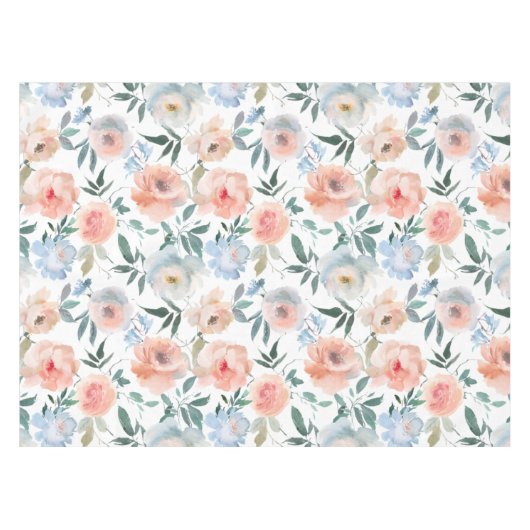 Roze bleekblauwe Waterverf Tablecloth Tafelkleed (Voorkant (Horizontaal))