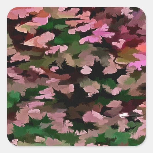 Roze, bleke en groene Camouflage Patroon Vierkante Sticker (Voorkant)