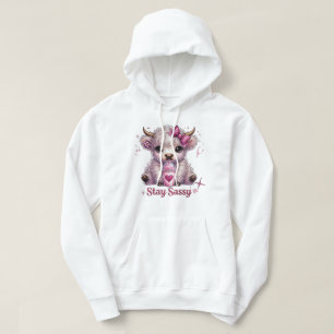 Roze, Blijf Sassy, Schotse Hooglanders Hoodie