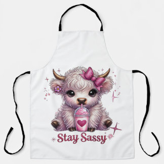 Roze, blijf sassy, Schotse Hooglanders Schort