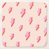 Roze bliksemschicht patroon vierkante kartonnen onderzetter (Voorkant)