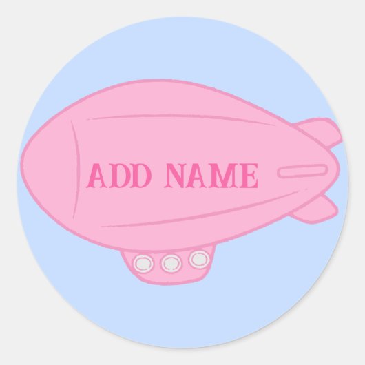 Roze Blimp Ballon in Blue Sky Custom Sticker (Voorkant)