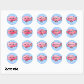 Roze Blimp Ballon Rode Hart Patroon Custom Ronde Sticker (Vel)