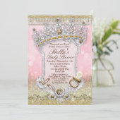 Roze Bling Glitter Baby Shower Uitnodigingen (Staand voorkant)