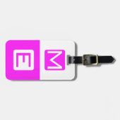 Roze Blockhead Monogrammed Bagagelabel (Voorkant horizontaal)