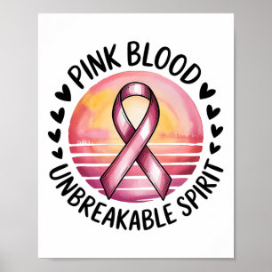 Roze Bloed Onbreekbare Spirit Roze Lint Borst C Poster