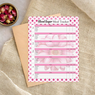 Roze Bloed Suiker- en Maaltijdlogboek Notitieblok