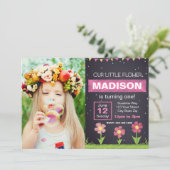 Roze Bloeddag Uitnodiging met foto (Staand voorkant)